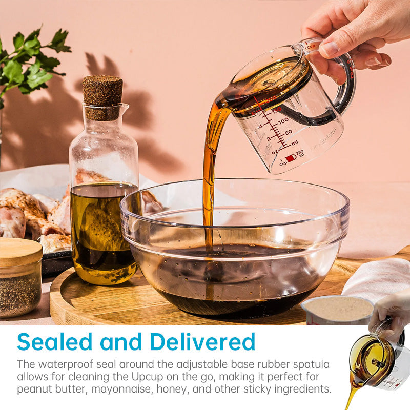 MeasureMate-4-in-1 - Multi-Functional Adjustable Measuring Cup with Scraper Base