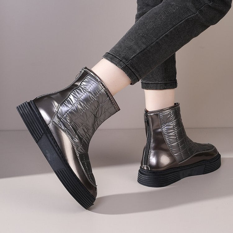 Thickened snow boots with added fleece women's shoes short sleeved cotton boots short boots ﻿