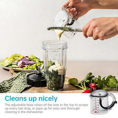 MeasureMate-4-in-1 - Multi-Functional Adjustable Measuring Cup with Scraper Base
