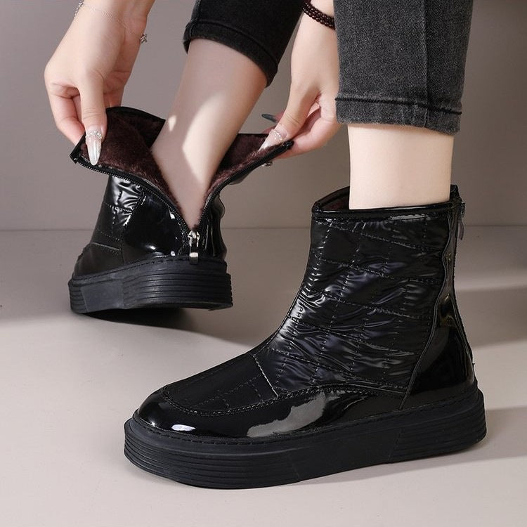 Thickened snow boots with added fleece women's shoes short sleeved cotton boots short boots ﻿