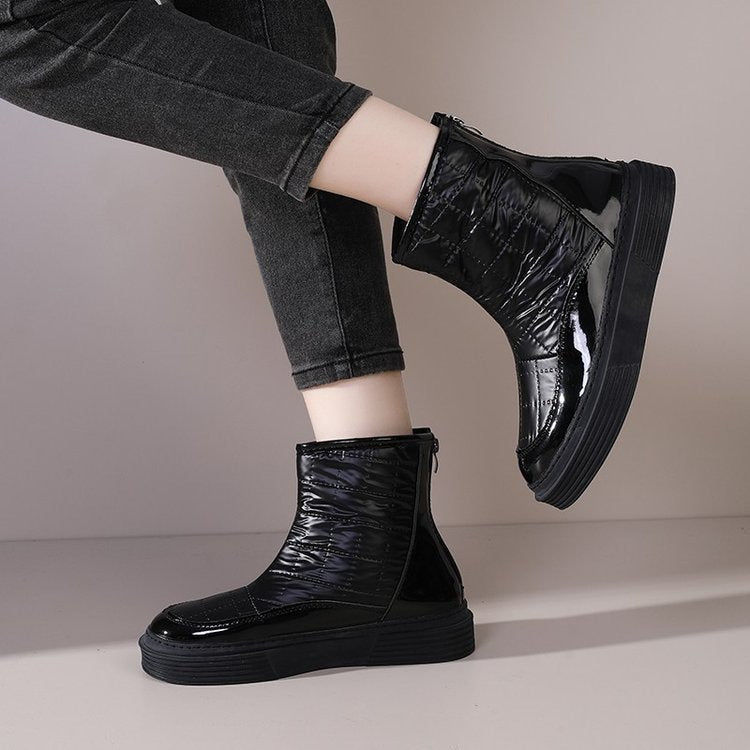 Thickened snow boots with added fleece women's shoes short sleeved cotton boots short boots ﻿