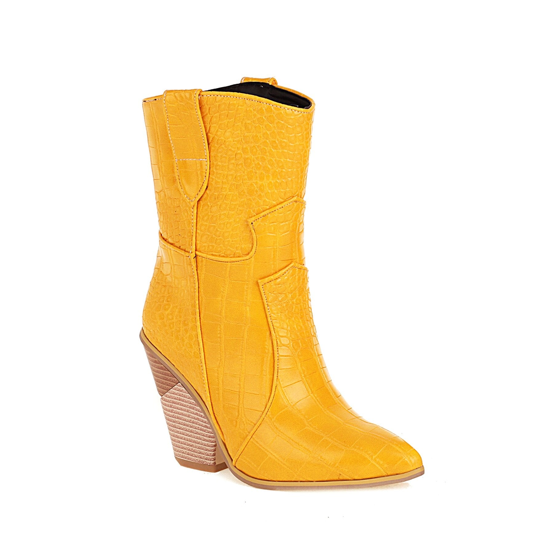 Western Wedge Ankle Boots - 10cm High Heel Platform Booties