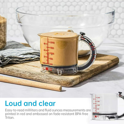 MeasureMate-4-in-1 - Multi-Functional Adjustable Measuring Cup with Scraper Base